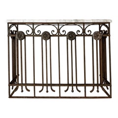 Belle Epoque Cast Iron Console Table with Marble Top