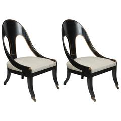 A Pair of Regency-Style Spoon Back Chairs, circa 1960