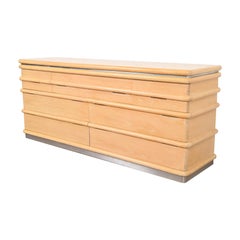 Jay Spectre for Century Furniture Modern Art Deco White Oak & Chrome Dresser