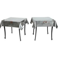 A Pair of Vintage Steel End Tables with “Skirts” and Cabriole Legs 3