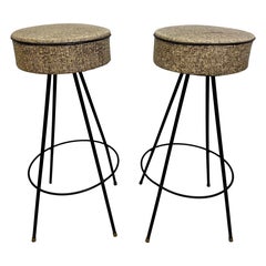 Pair of Atomic Bar stools in the style of Frederic Weinberg