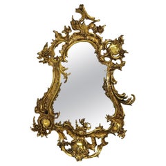 Antique Louis XIV Rococo Gilt Bronze Foliate Form Wall Mirror 19thC