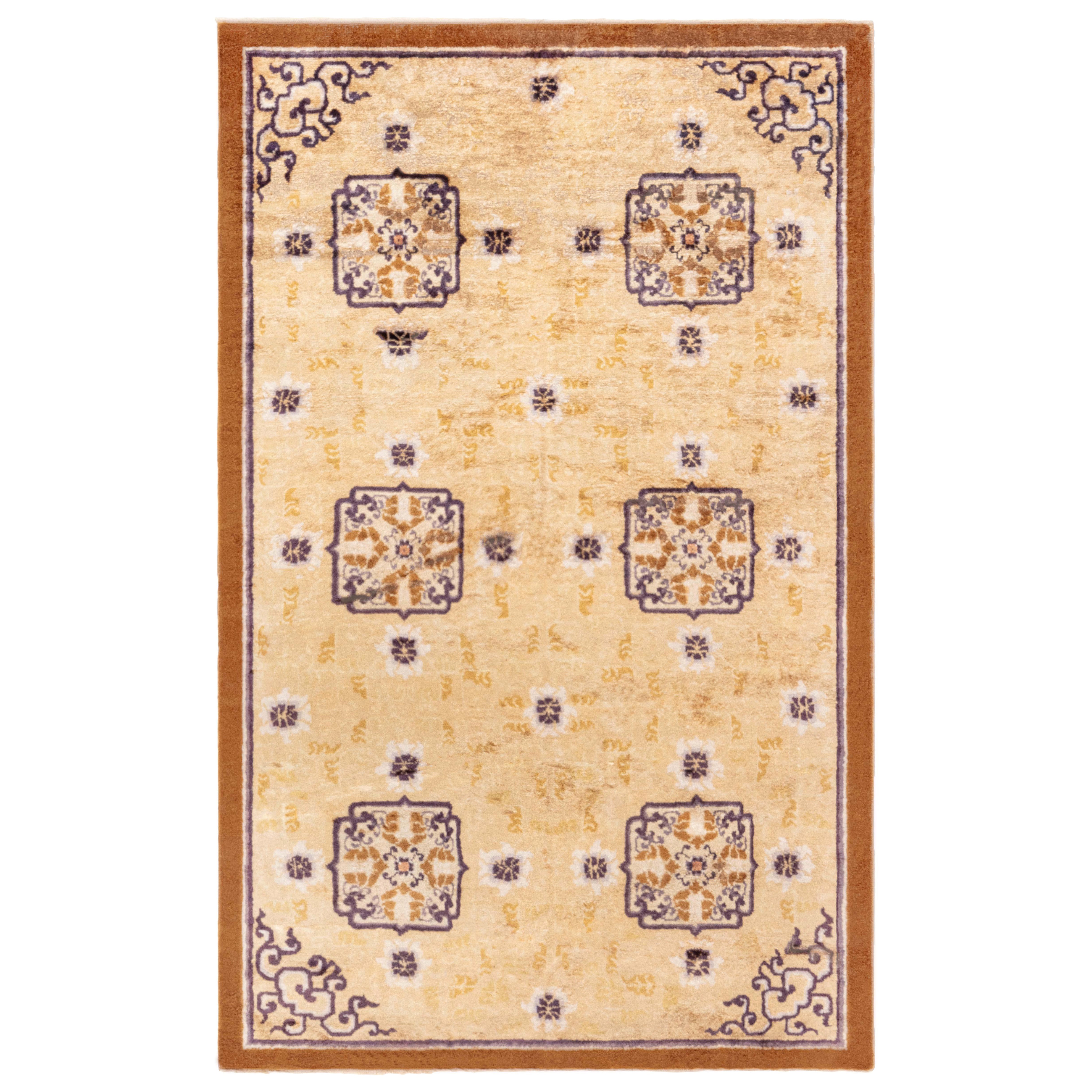Doris Leslie Blau Authentique tapis géométrique chinois fait main des années 1900