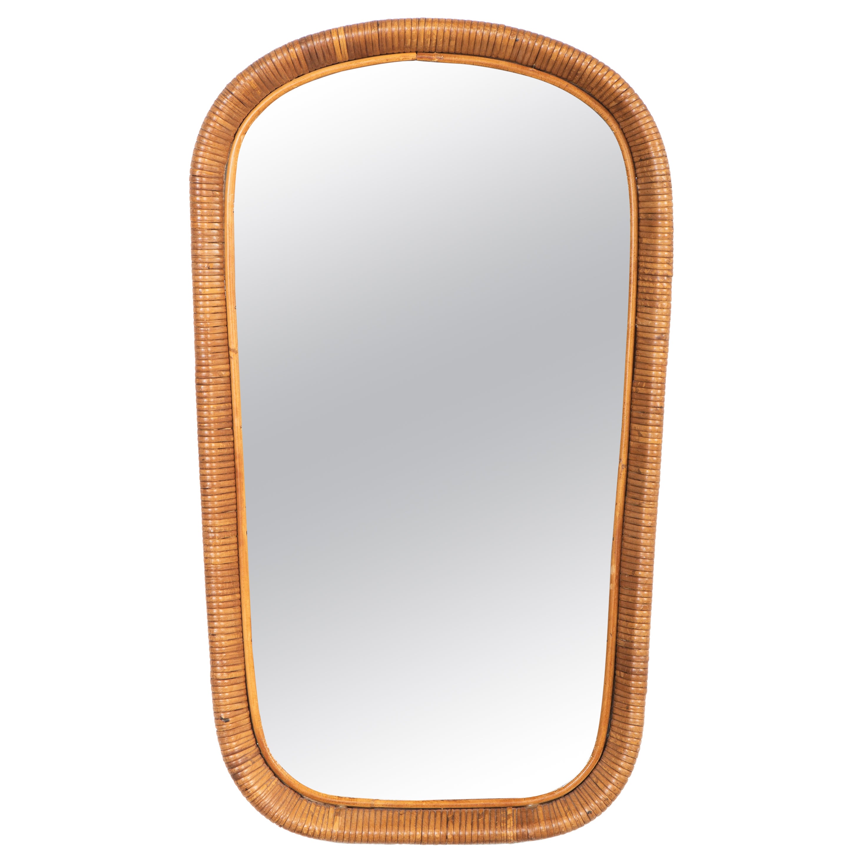 Miroir en rotin vintage Sokeva pour Artek, années 1960