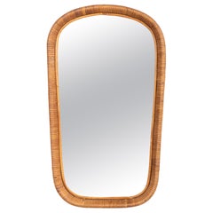 Specchio in rattan d'epoca, Sokeva per Artek, anni '60