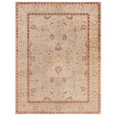 Tapis d'Amritsar indien ancien beige Doris Leslie Blau fait main