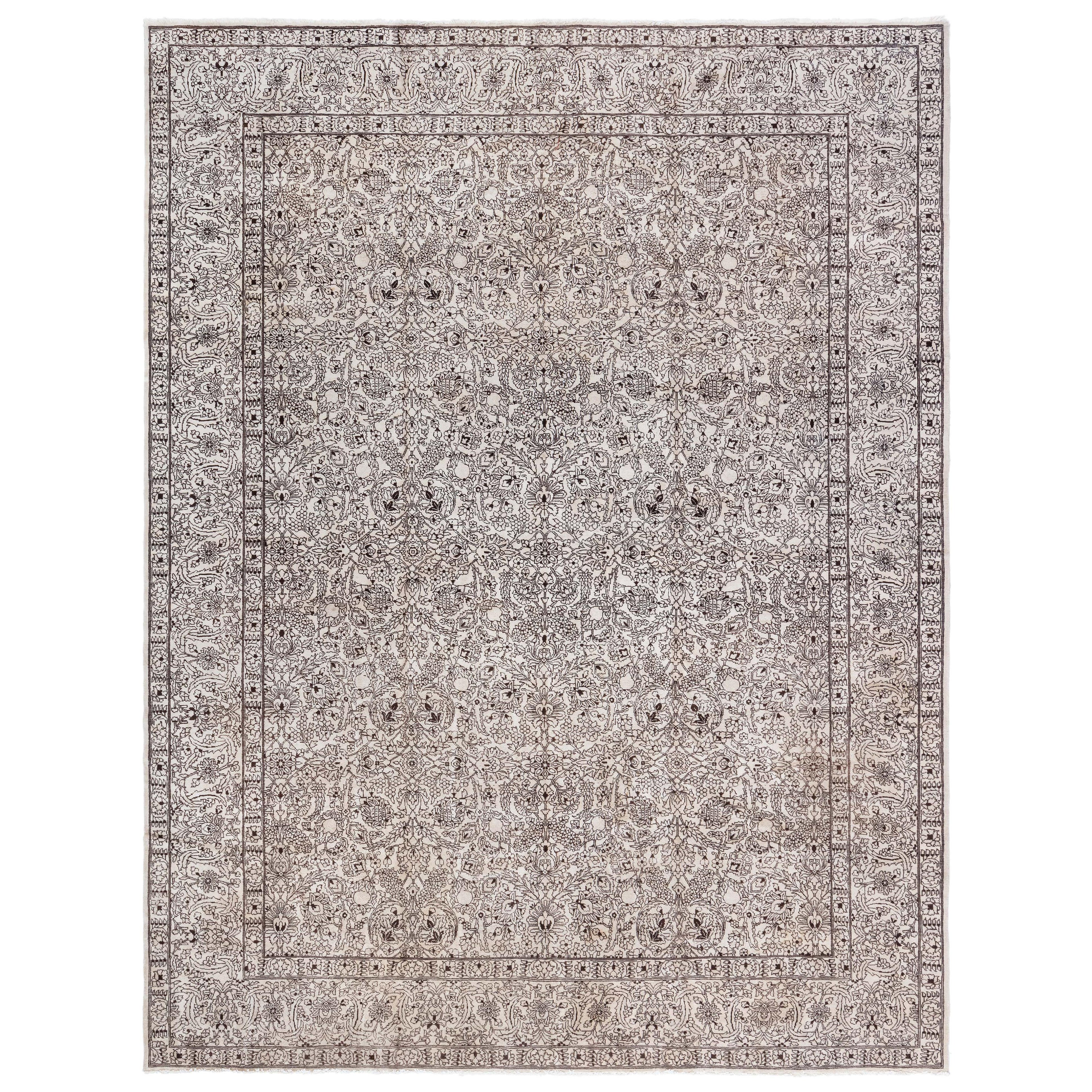 Tappeto Doris Leslie Blau Antico Tabriz Persiano Beige e Marrone