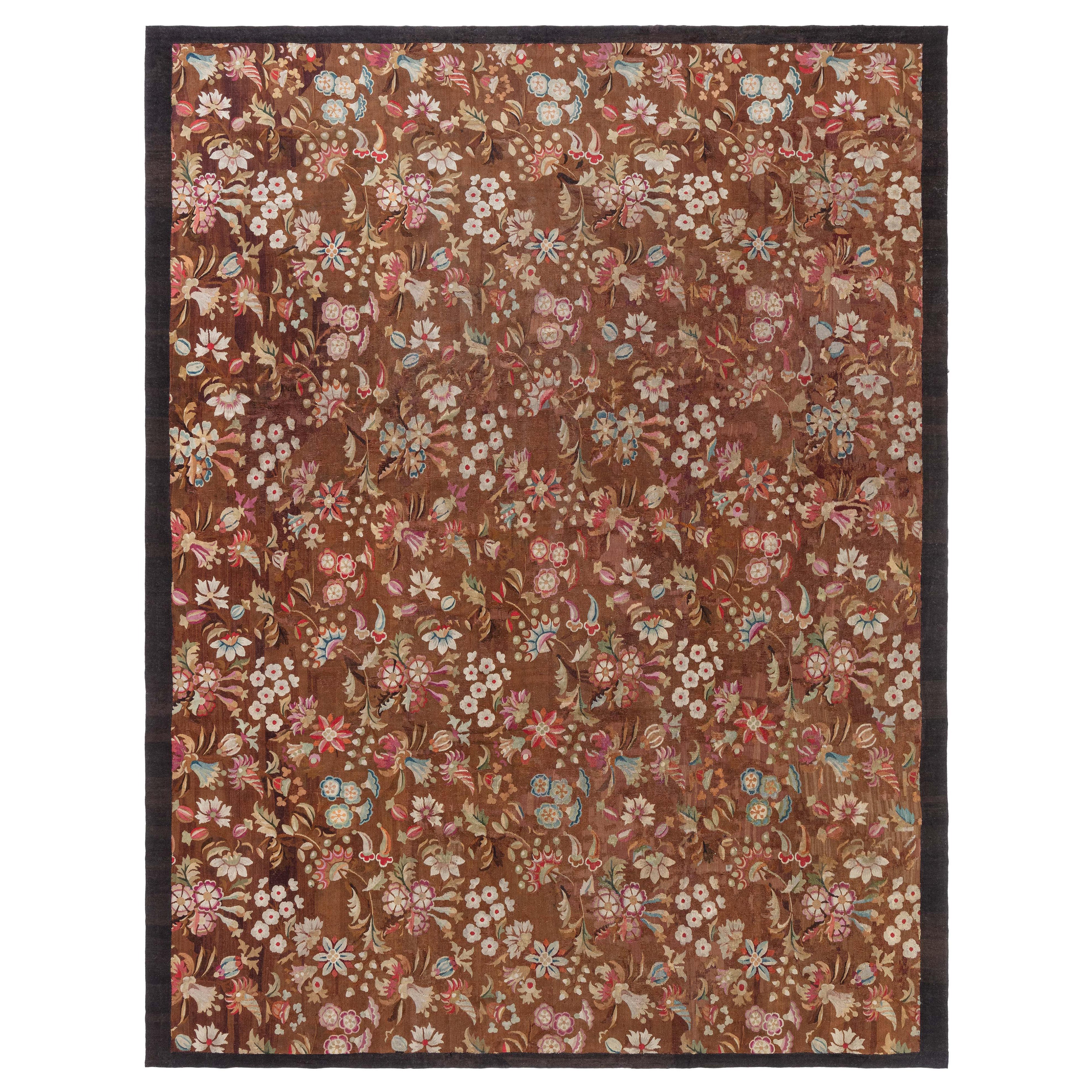 Doris Leslie Blau Alfombra Aubusson francesa de principios del siglo XX redimensionada