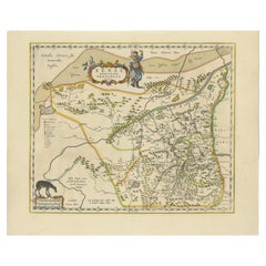 Original Antique 17th-Century Map of Shaangxi (Xensi) Province, China – by Blaeu