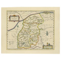 Original Antique 17th-Century Map of Shanxi (Xansi) Province, China – by Blaeu
