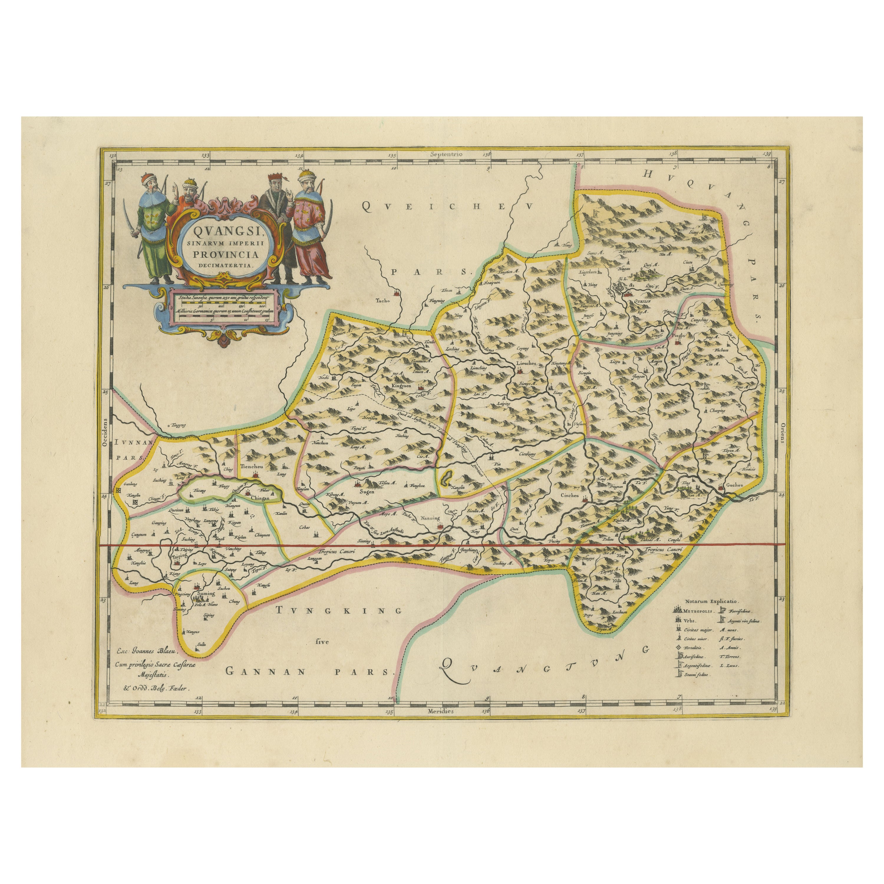 17th-Century Original Antique Map of Guangxi Province, China – Qvangsii by Blaeu
