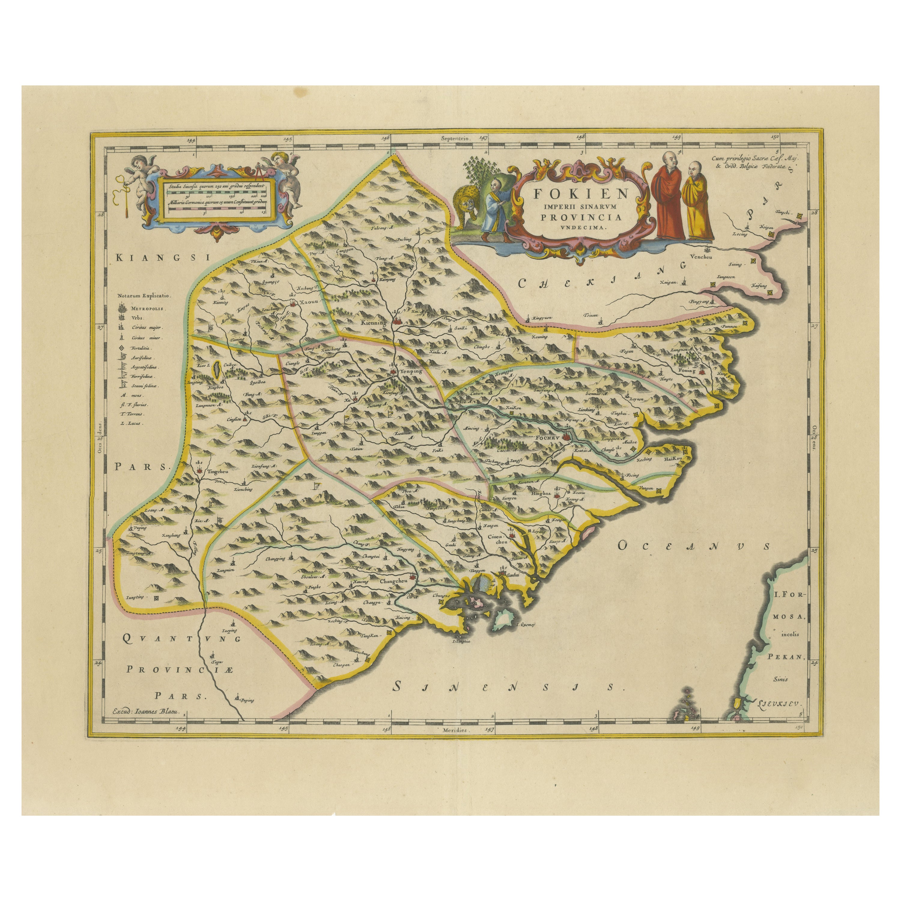 Original 17th-Century Antique Map of Fujian (Fokien) Province, China –  by Blaeu