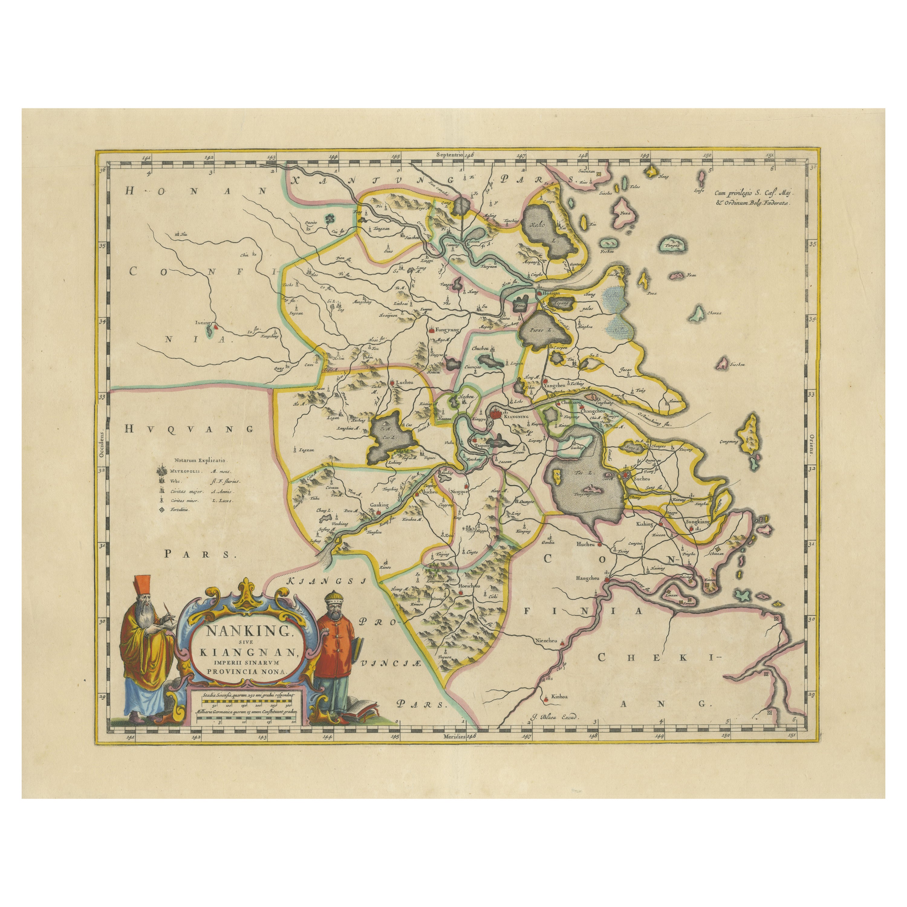 Original 17th-Century Antique Map of Nanjing Province, China – by Blaeu