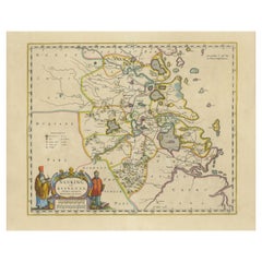 Carte ancienne originale du 17e siècle de la province de Nanjing, Chine - par Blaeu