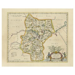 17th-Century Original Antique Map of Hunan and Hubei Provinces, China – by Blaeu