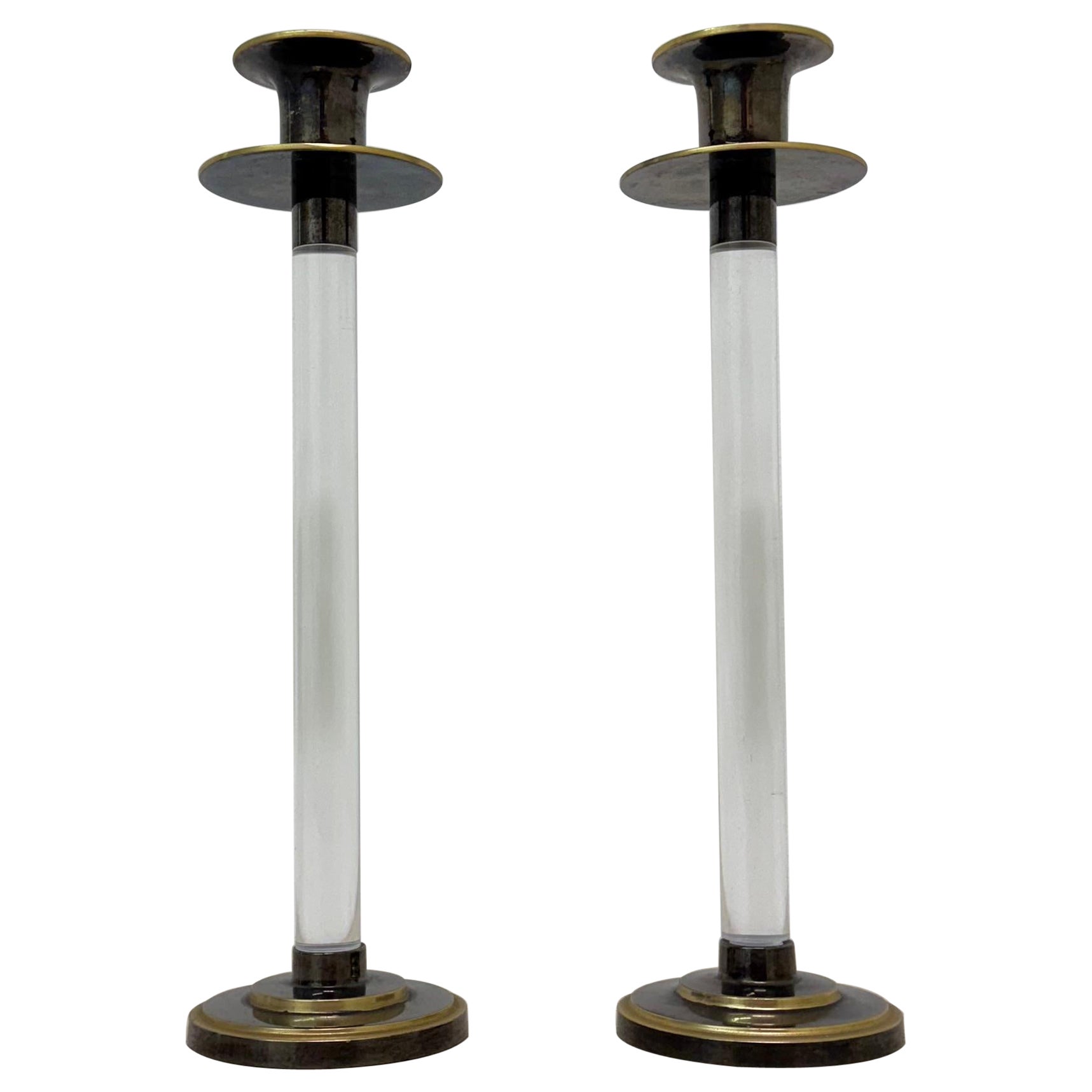 Set of 2 Caravell lucite candle sticks, 1970’s