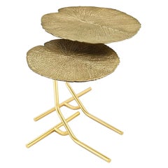 Lotus Leaves Gold Side Table Set of Two