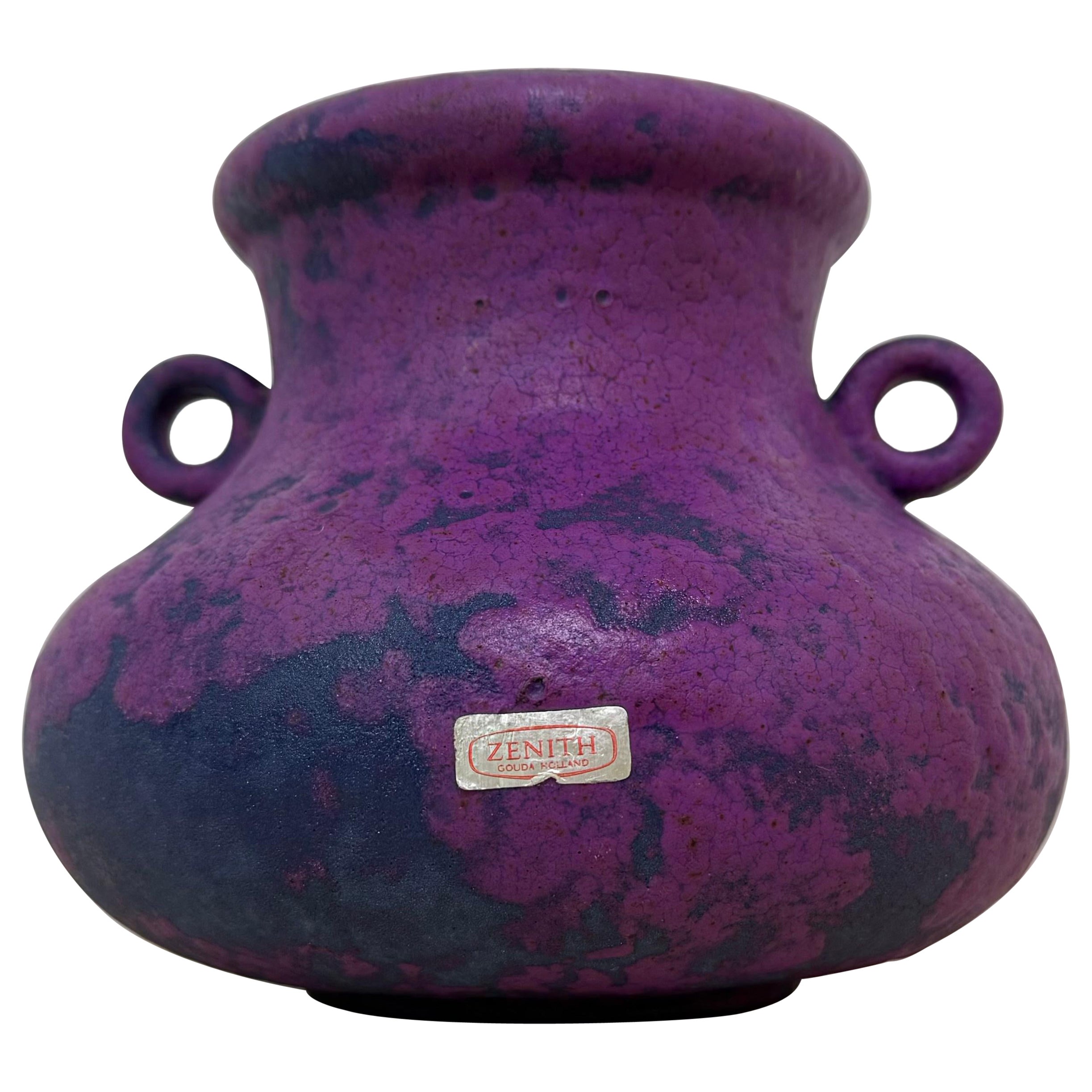 Zenith gouda Holland purple ceramic vase , 1970s
