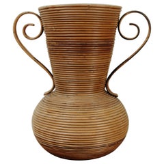 xl 1970's rattan decorative vase