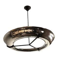 Pendentif anneau contemporain cupper nickelé avec led