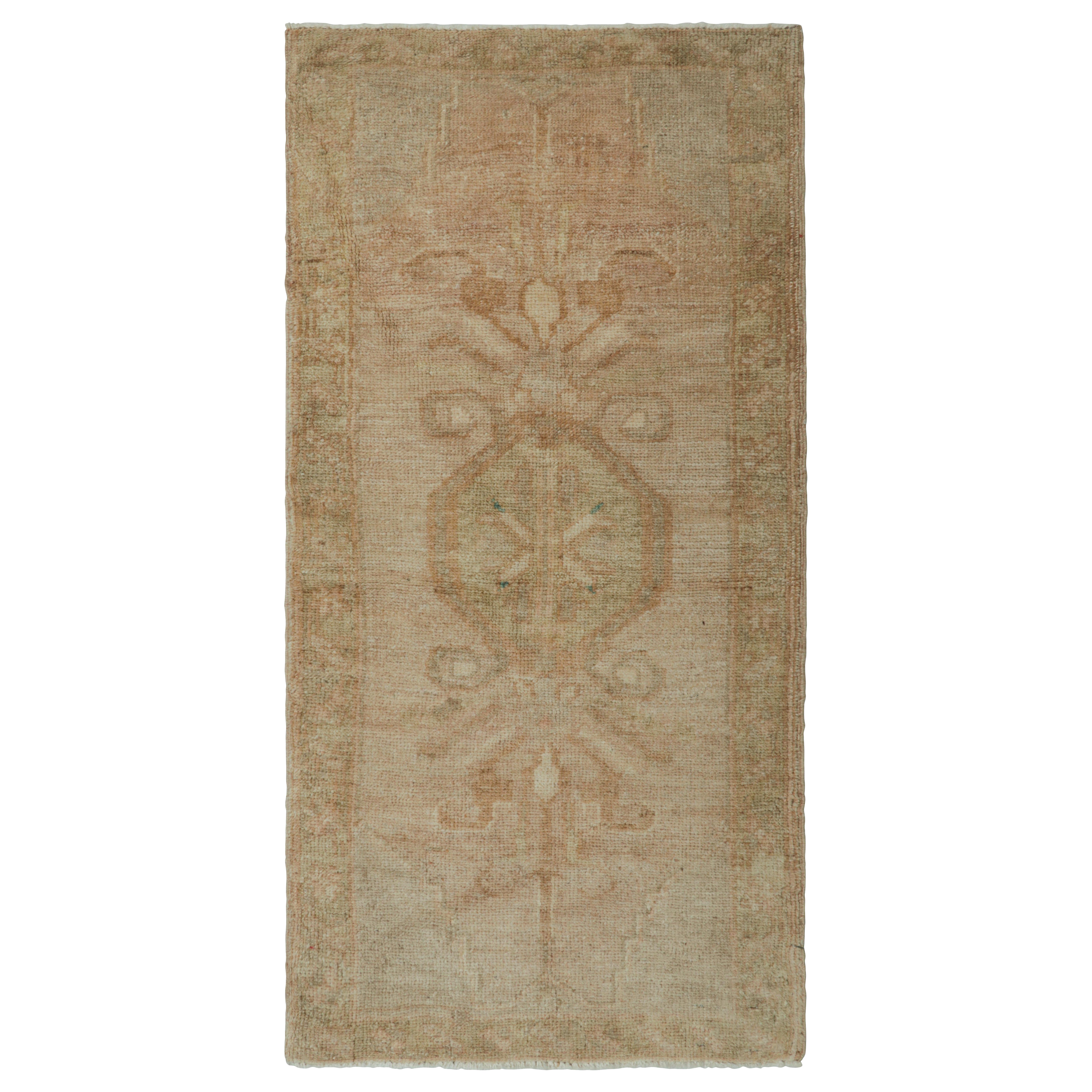 Vintage Turkish Rug in Beige-Cream with Geometric Medallion  Rug & Kilim