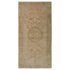 Vintage Turkish Rug in Beige-Cream with Geometric Medallion  Rug & Kilim