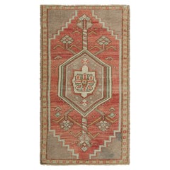Vintage Turkish Rug in Pink with Colorful Geometric Medallion  Rug & Kilim