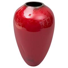 Contemporary 2015 Red Glazed Vase, One of a Kind, Karen Swami