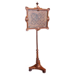 1900s Antigua Pantalla de Chimenea de Madera Tallada con Panel Decorativo