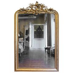 19th Century Louis XV Style Gilded Mirror with Original Mercury Glass