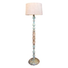 1980s Floor Lamp with Base and Cut Glass Details from Murano (Italy)
