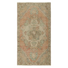 Vintage Turkish Rug in Pink with Blue & Cream Floral Medallion  Rug & Kilim