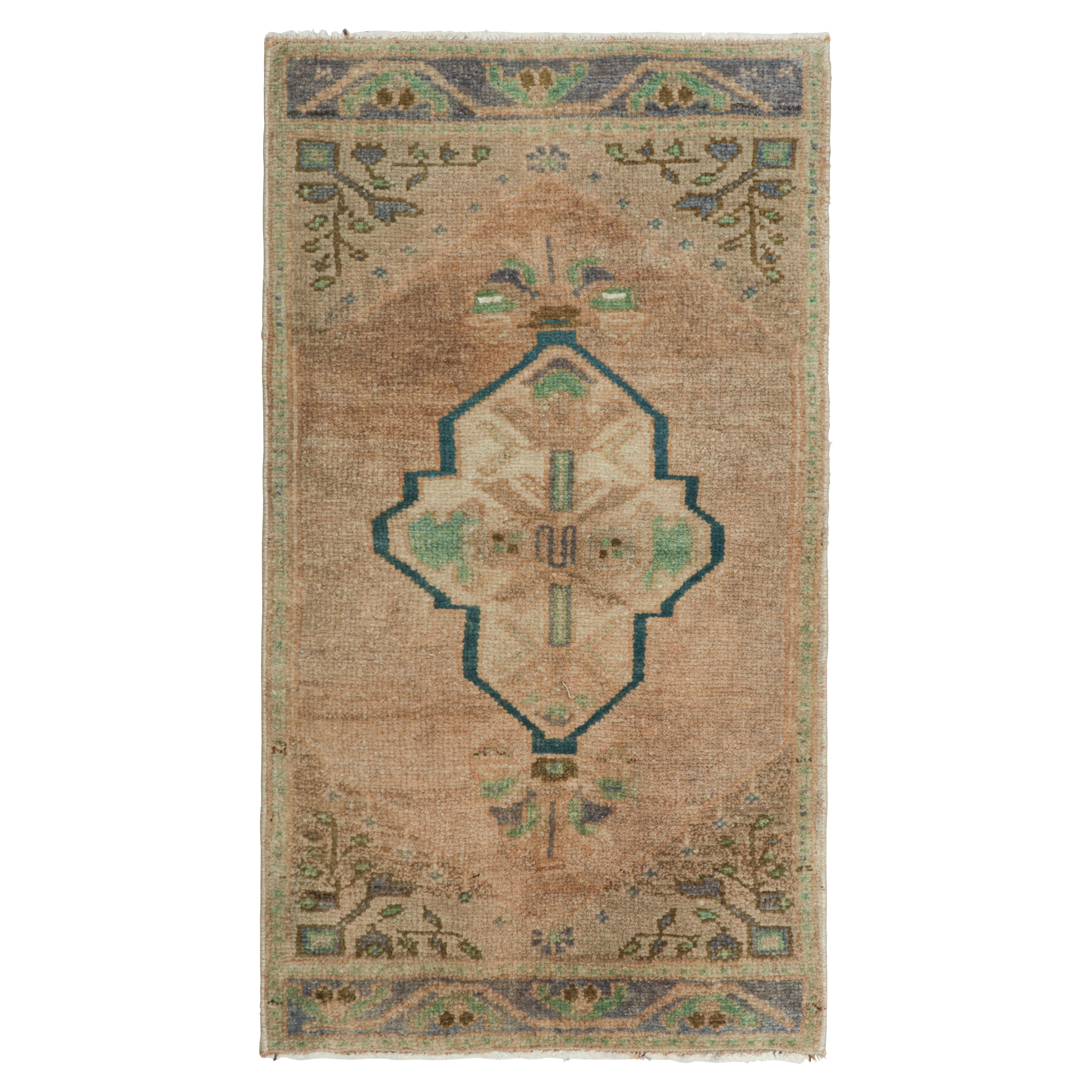 Vintage Turkish Rug in Pink, Gray and Cream Floral Medallion  Rug & Kilim For Sale