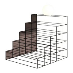 Minimalist Led Table Lamp Sculptural Geometric Art Object Stairs 60x65x78 cm