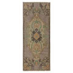 Vintage Turkish Rug in Purple with Blue & Cream Floral Medallion  Rug & Kilim
