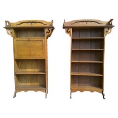 Liberty & Co attr. Arts & Crafts golden oak bookcase & matching bureau bookcase