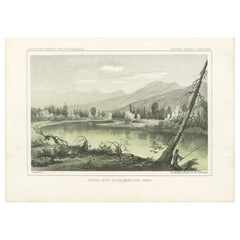 Bitter Root River Near Fort Owen in Montana - Tinted Lithograph of 1856