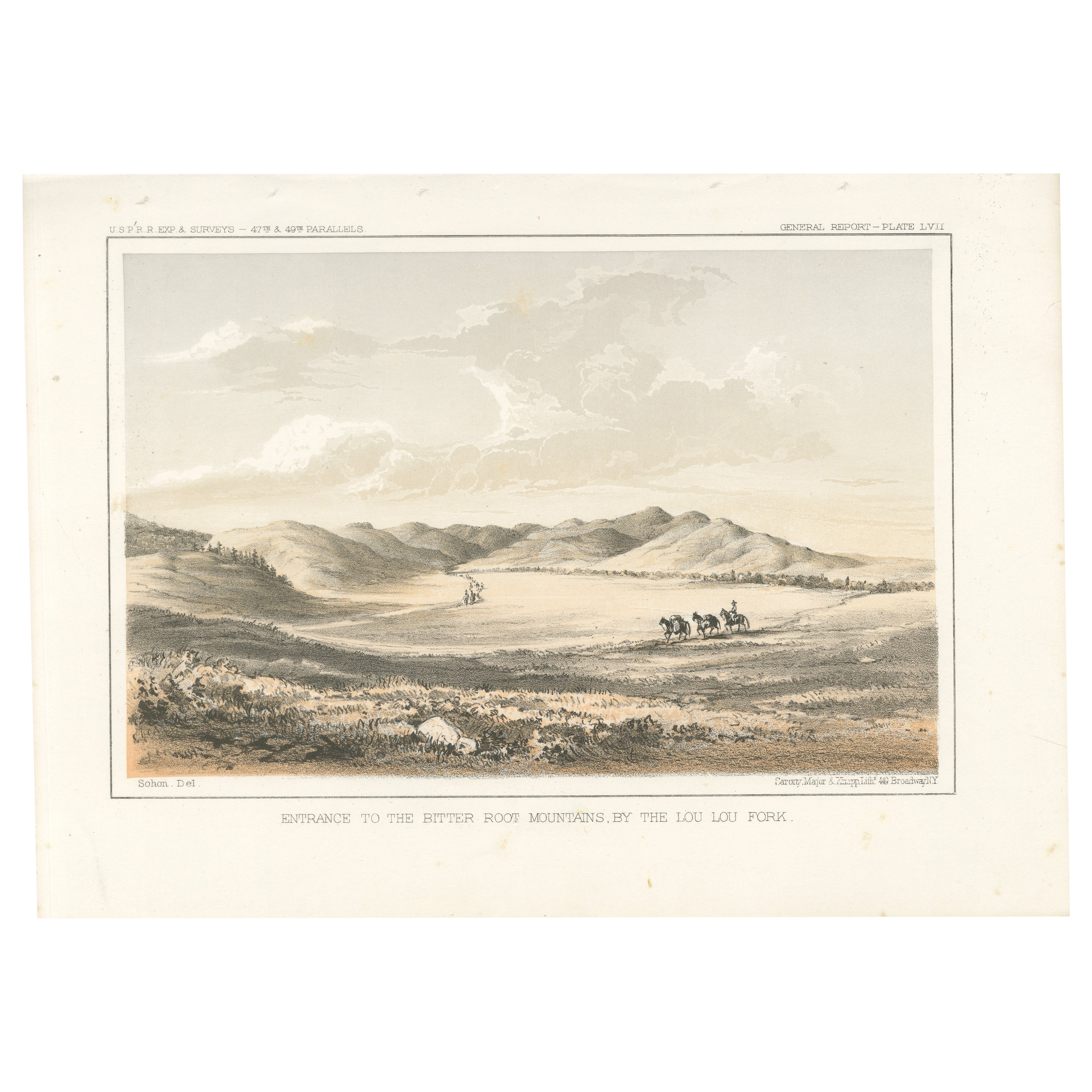 Entrance to the Bitter Root Mountains by the Lou Lou Fork - Lithograph, 1856