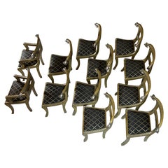 12 Vintage Anglo-Indian Nickel Plated Rams Head Dining Chairs
