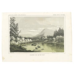 Attraversamento del fiume Bitter Root nel Montana occidentale, USA - Litografia colorata, 1856