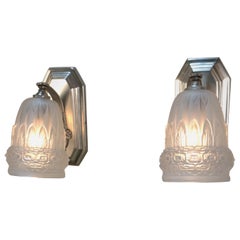 Antique Pair of 1920's Art Deco Wall Sconces by Charles Schneider