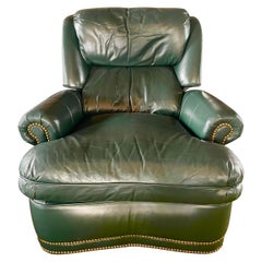 Green Leather Armchair Recliner by Hancock and Moore