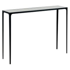 Slender 'Esquisse' Wrought Iron and Parchment Console by Design Frères