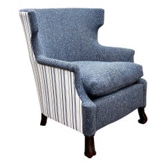 Antique 19th Century Upholstered English Armchair Ralph Lauren Fabric