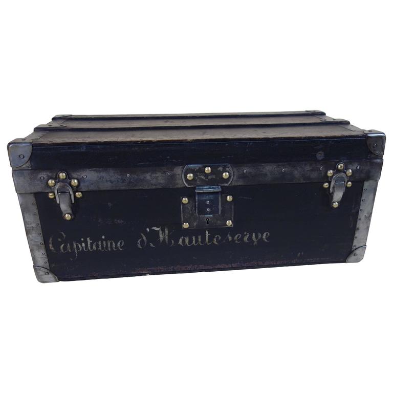 1920s Military Louis Vuitton Black Trunk at 1stdibs