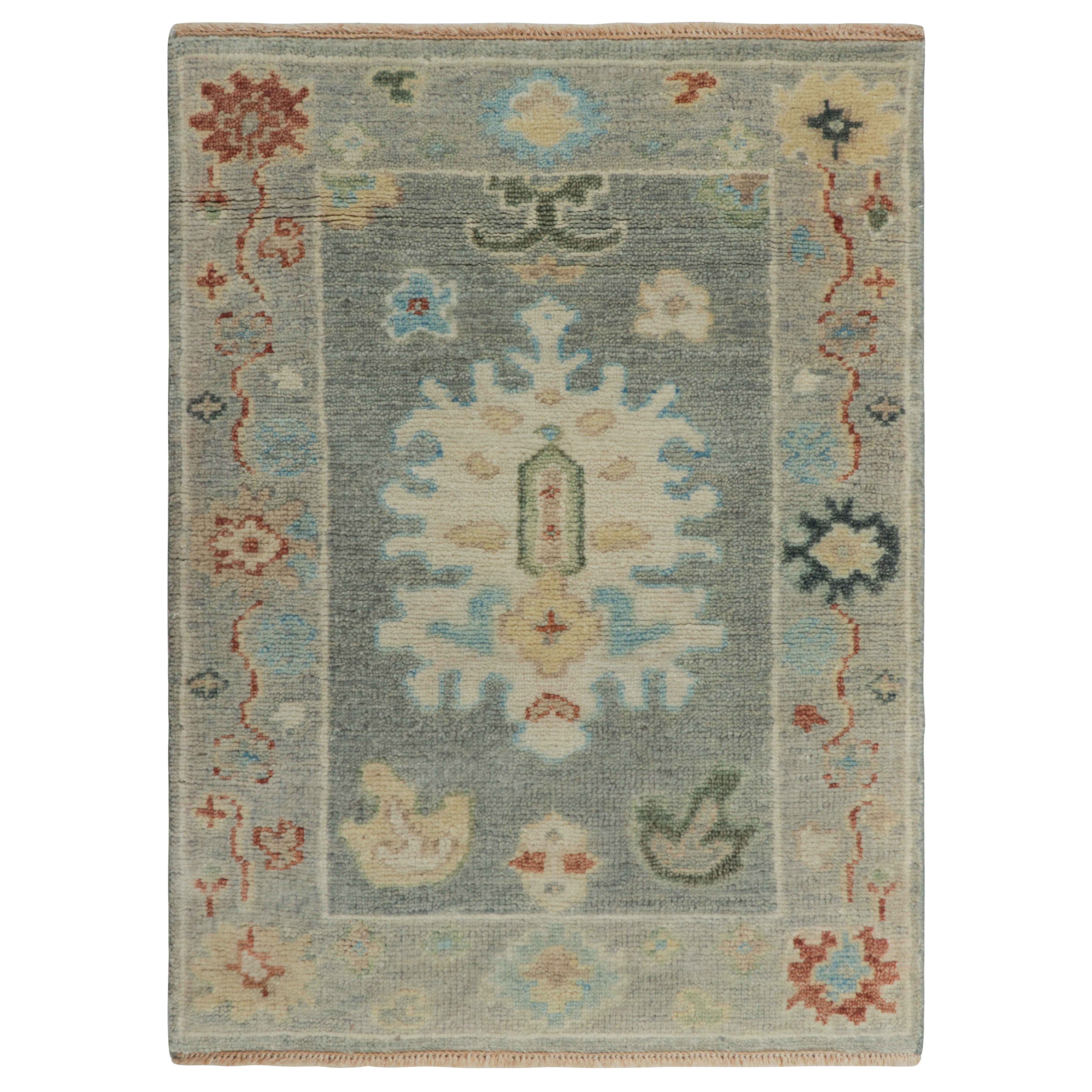 Rug & Kilim's Oushak Style Rug in Blue-Gray with Medallion and Florals