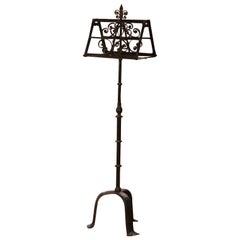 19th Century French Gothic Forged Iron Two-Side Music Stand with Fleur-de-Lys