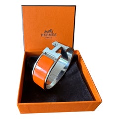 Bracelet, Orange Enamel Clic Clac with white enamel H - Original Bill