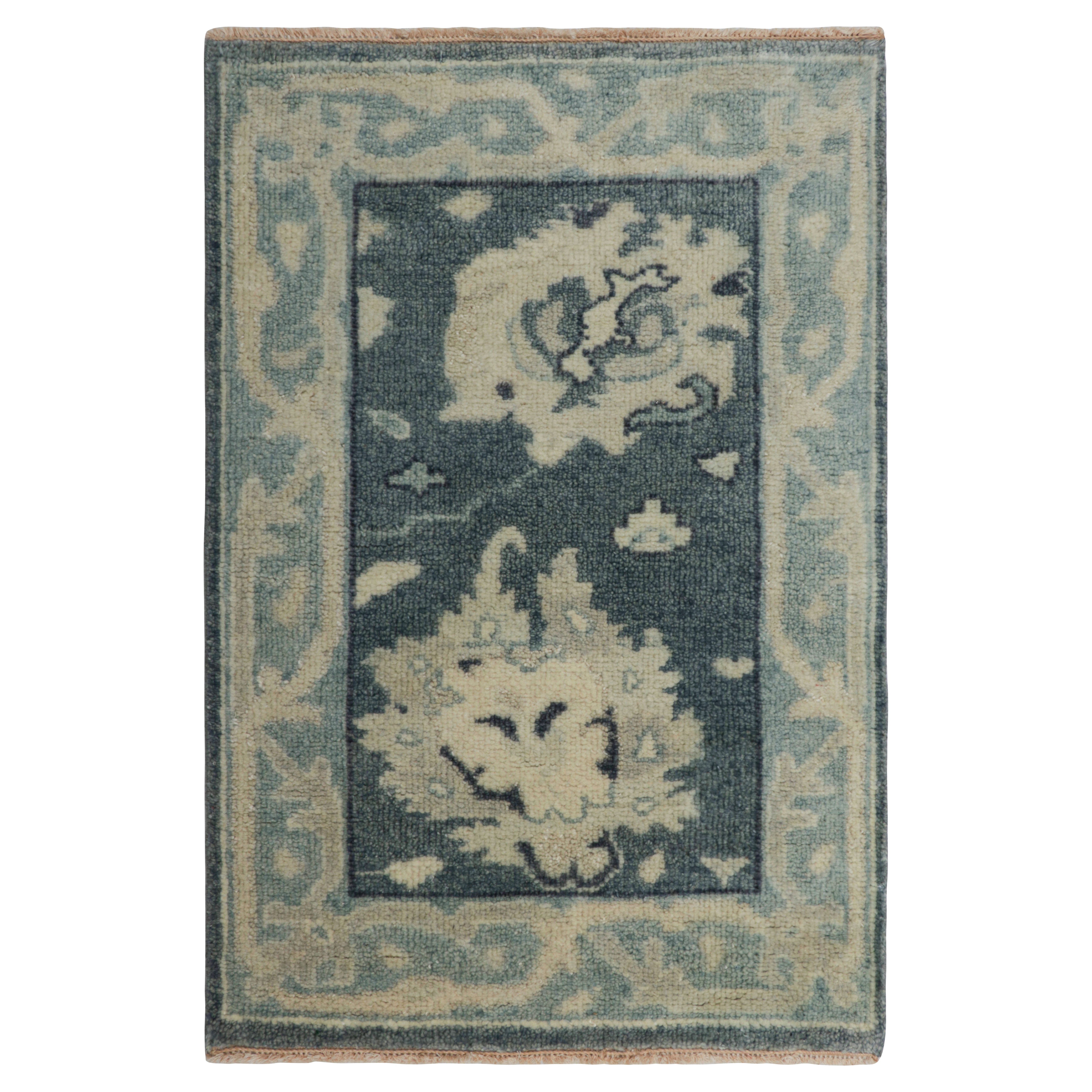 Rug & Kilim’s Oushak Style Rug in Blue, Gray and Cream with Medallions