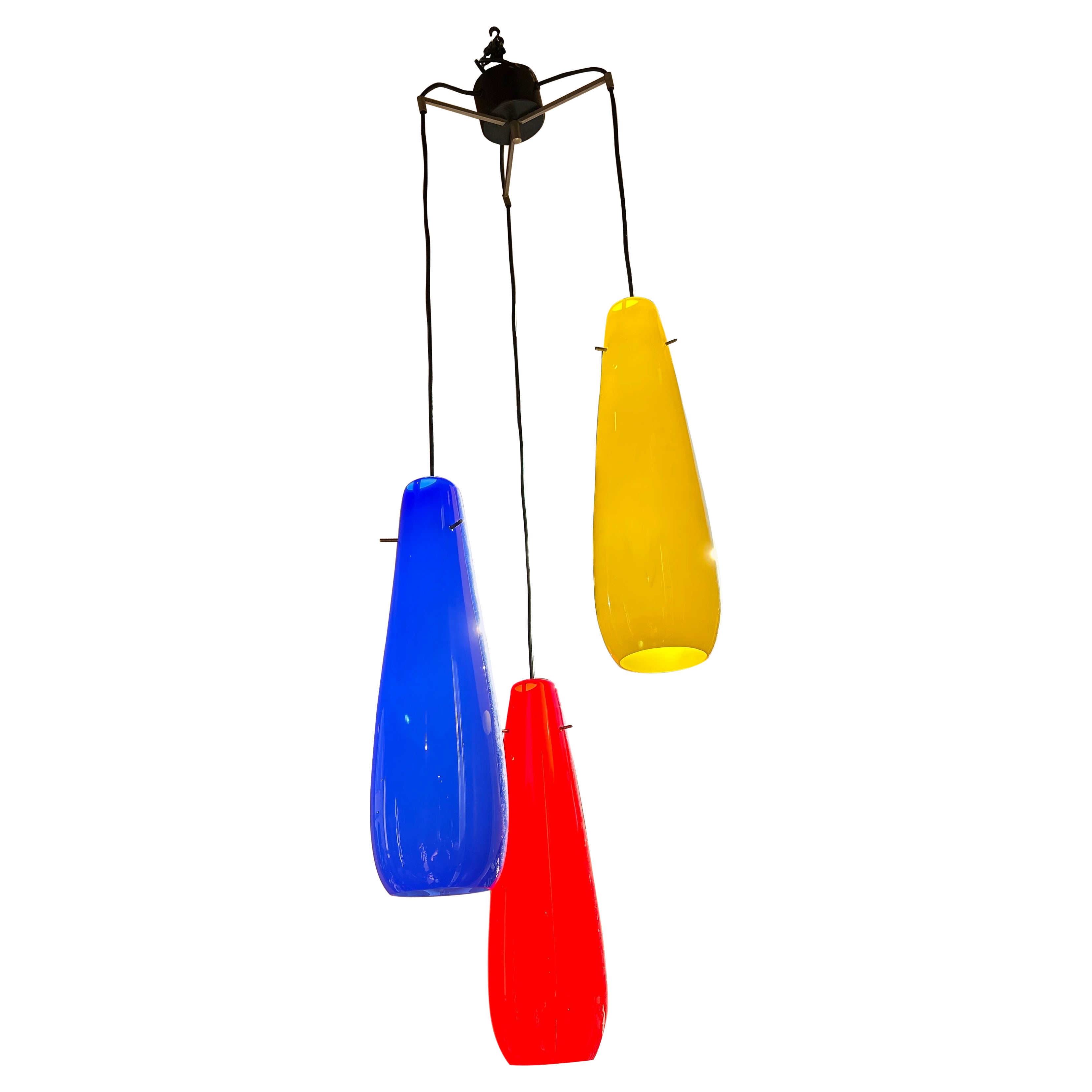 Plafonnier trio italien en verre de Murano par Vistosi